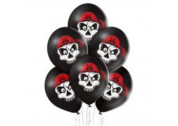 Ballon noir pirate bandana rouge x 6