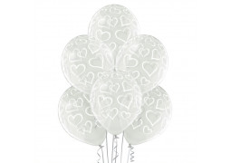 Ballon transparent coeurs blancs x 6