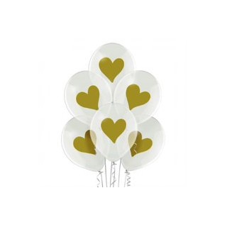 Ballon transparent coeurs or x 6