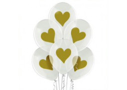 Ballon transparent coeurs or x 6