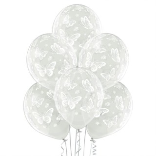 Ballon transparent papillons blancs x 6