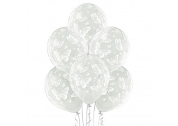 Ballon transparent papillons blancs x 6