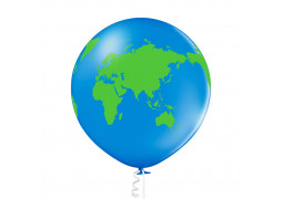 Ballon 60 cm globe vert et blanc x 1