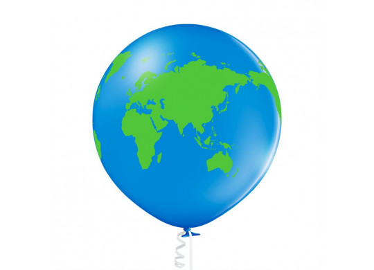 Ballon 60 cm globe vert et blanc x 1