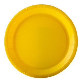 Assiette ronde carton jaune 22cm