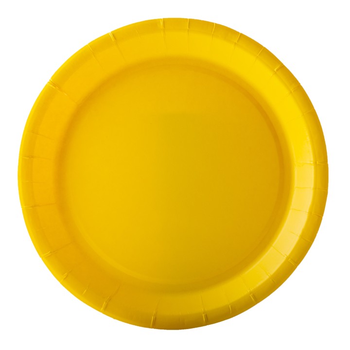 Assiette ronde carton jaune 22cm