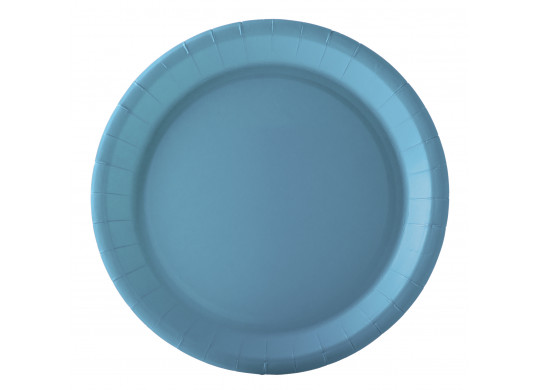 Assiette ronde carton bleu pastel 22 cm