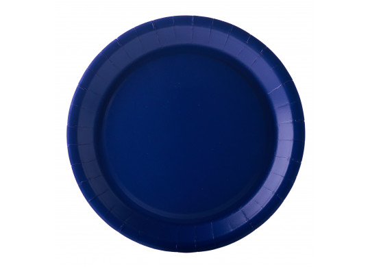 Assiette ronde carton bleu marine 22cm