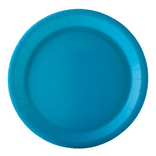 Assiette ronde carton turquoise 22cm