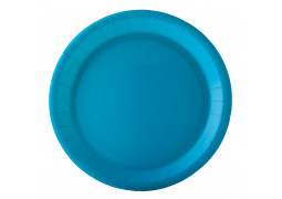 Assiette ronde carton turquoise 22cm