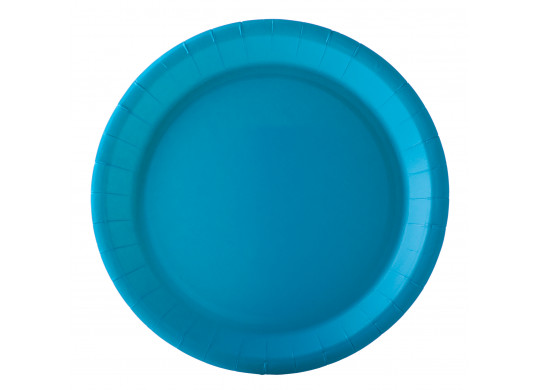 Assiette ronde carton turquoise 22cm