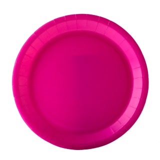 Assiette ronde carton fuschia 22cm