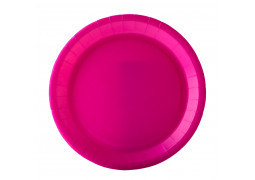 Assiette ronde carton fuschia 22cm