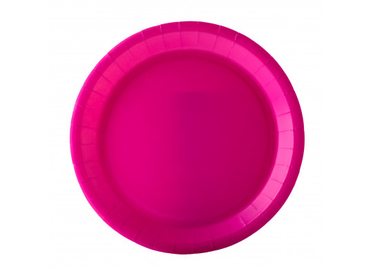 Assiette ronde carton fuschia 22cm