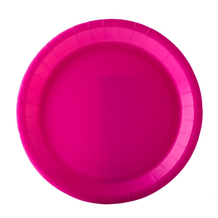 Assiette ronde carton fuschia 22cm