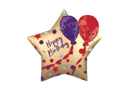 Ballon aluminium étoile happy birthday et ballon