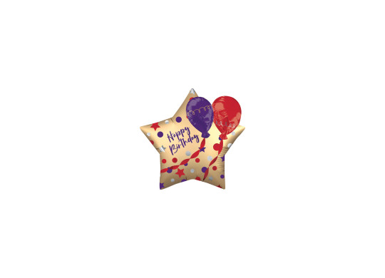 Ballon aluminium étoile happy birthday et ballon