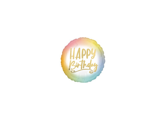 Ballon aluminium rond happy birthday pastel