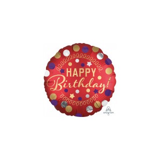 Ballon aluminium rond happy brithday rouge