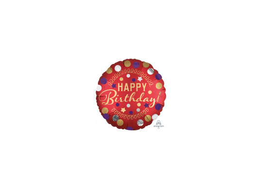 Ballon aluminium rond happy brithday rouge
