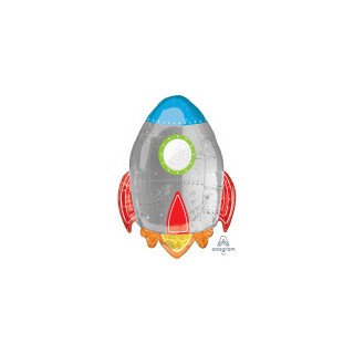 Ballon aluminium forme fusée grise