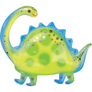 Ballon aluminium forme dinosaure vert/bleu