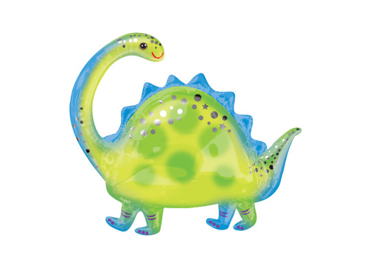 Ballon aluminium forme dinosaure vert/bleu