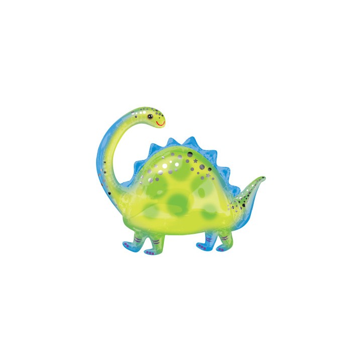 Ballon aluminium forme dinosaure vert/bleu