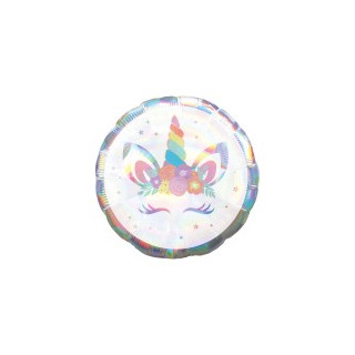 Ballon aluminium rond licorne holo