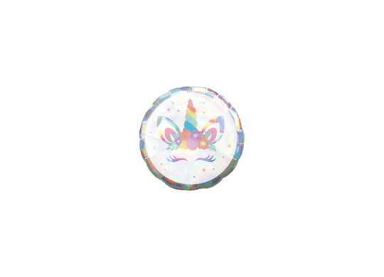 Ballon aluminium rond licorne holo