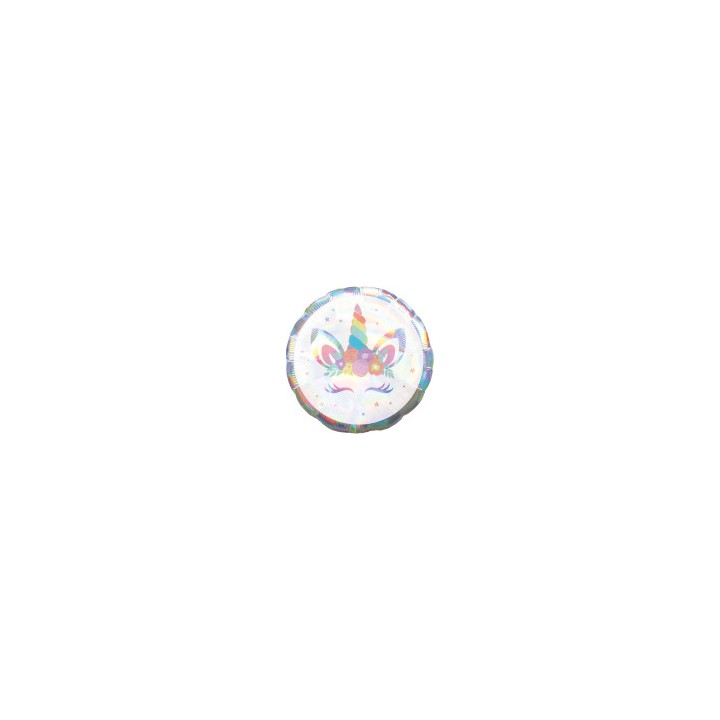 Ballon aluminium rond licorne holo