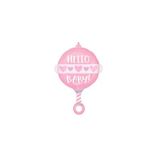 Ballon aluminium hochet rose