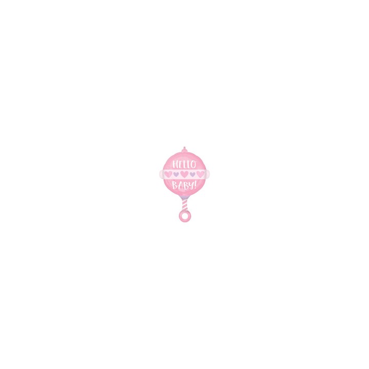 Ballon aluminium hochet rose
