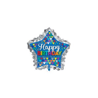 Ballon aluminium étoile joyeux anniversaire