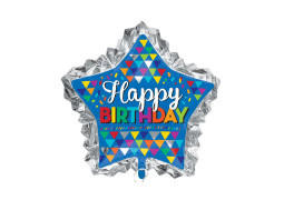 Ballon aluminium étoile joyeux anniversaire