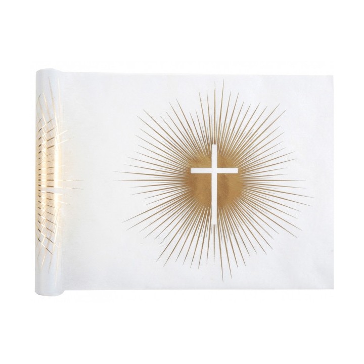 Chemin de table Communion croix or