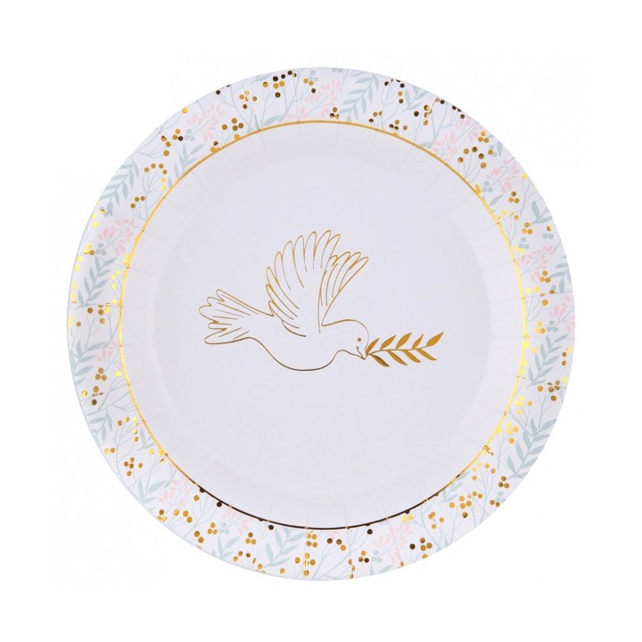 10 Assiettes communion fleurie