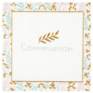 20 Serviettes communion fleurie