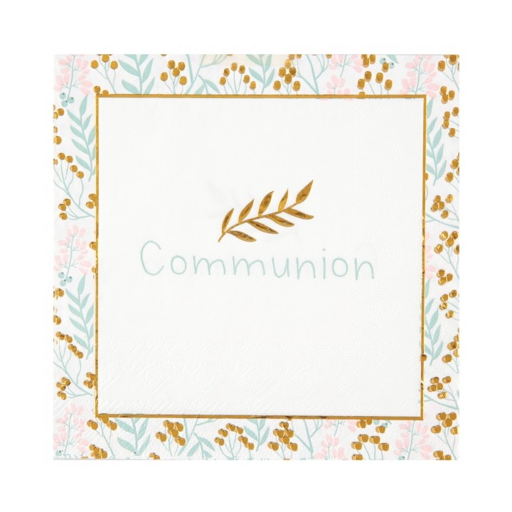 20 Serviettes communion fleurie