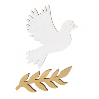 10 confettis Communion blanc/or