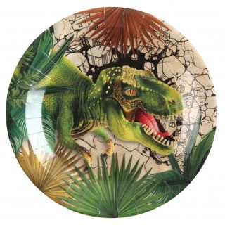 10 assiettes dinosaure vert