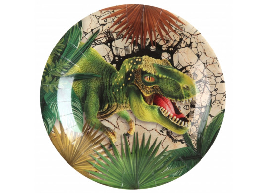10 assiettes dinosaure vert