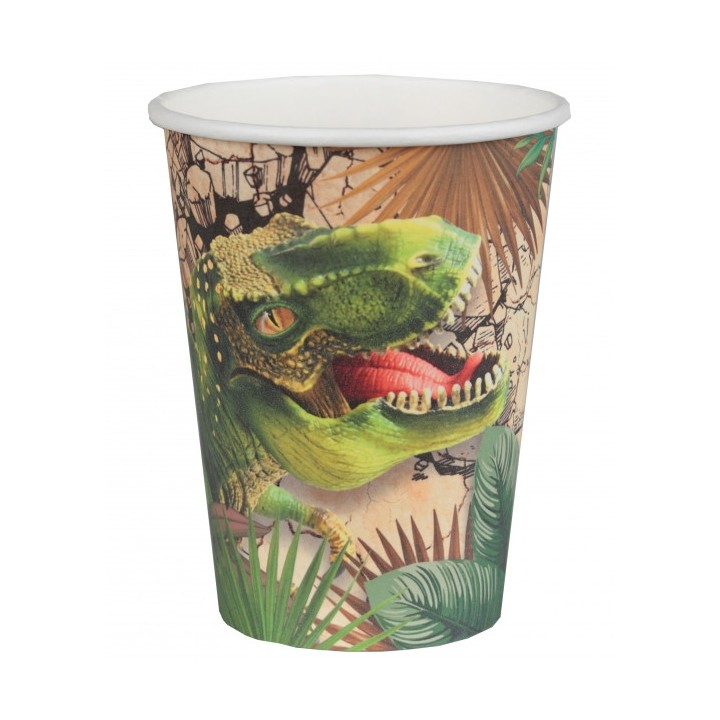 10 gobelets dinosaure vert