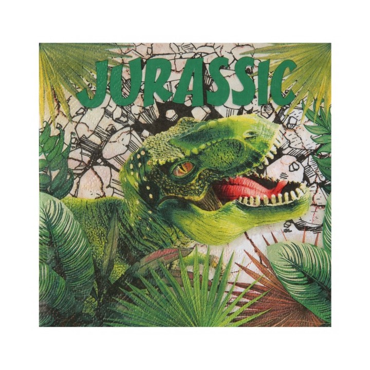 20 serviettes dinosaure vert