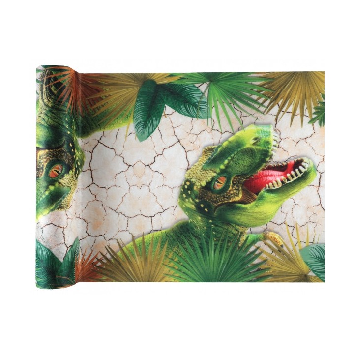 Chemin de table dinosaure vert 28cmx5m