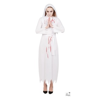 Costume femme nonne blanche ensanglantée