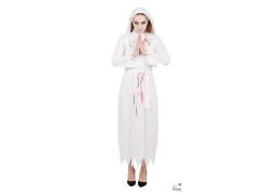 Costume femme nonne blanche ensanglantée