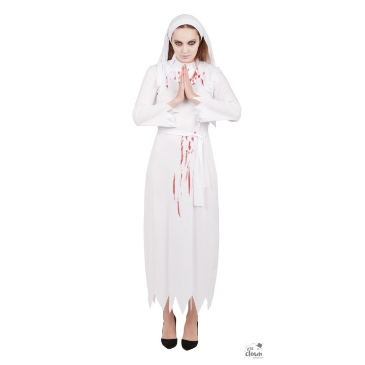 Costume femme nonne blanche ensanglantée