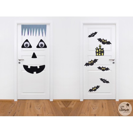 Bannière Décoration Porte Halloween 180x75 Cm - Design 3D Effet Bois Et Toiles D'araignée - Polyester - Avec œillets - 6
