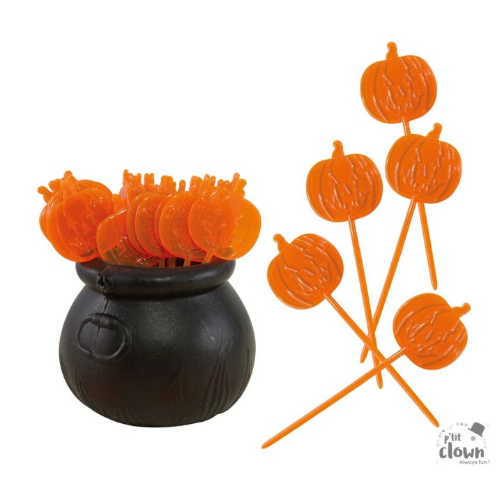 Mini chaudron avec pic citrouille